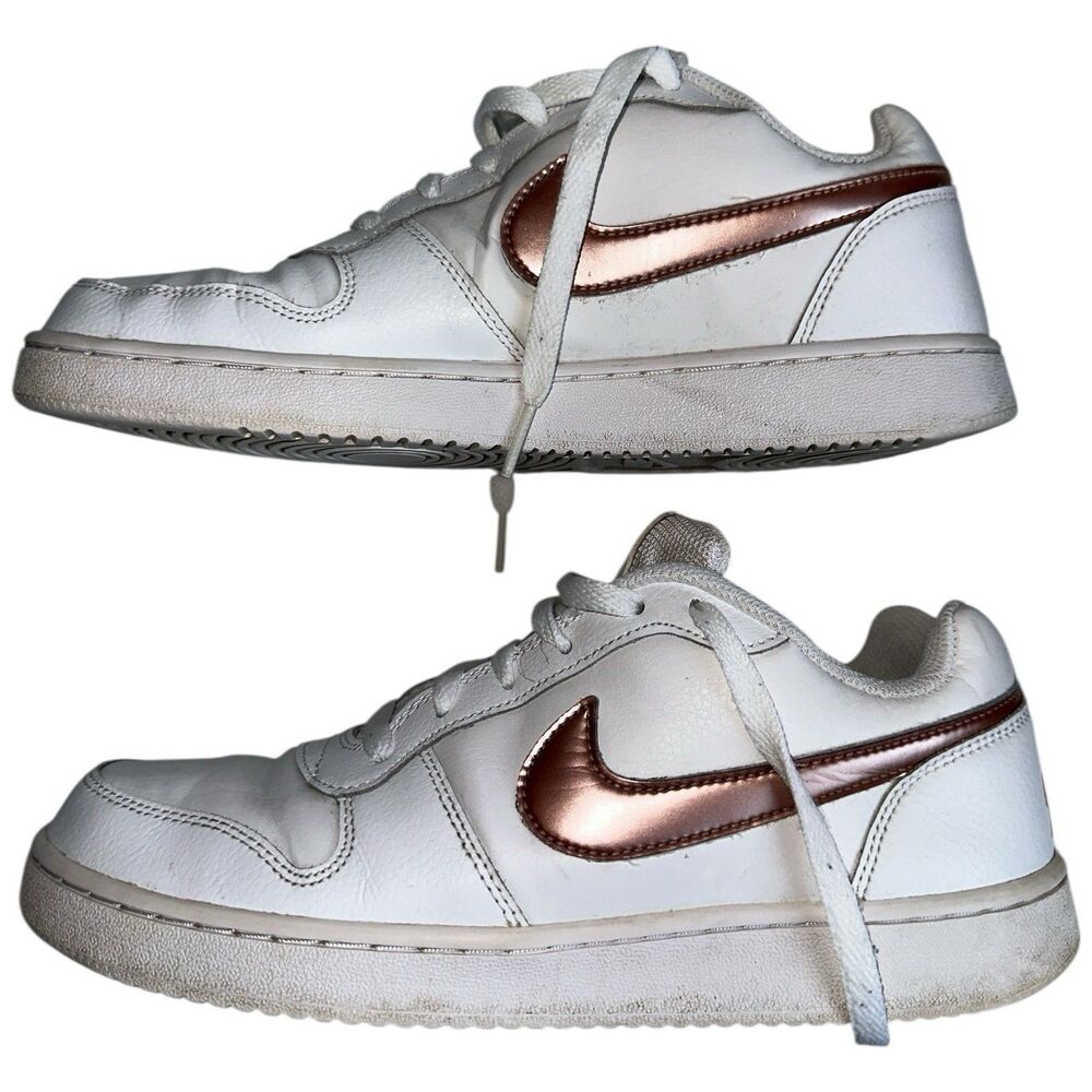 Nike Ebernon Low Women’s Sneakers Size 9.5 White Bronze Leather Shoes BV1156-100